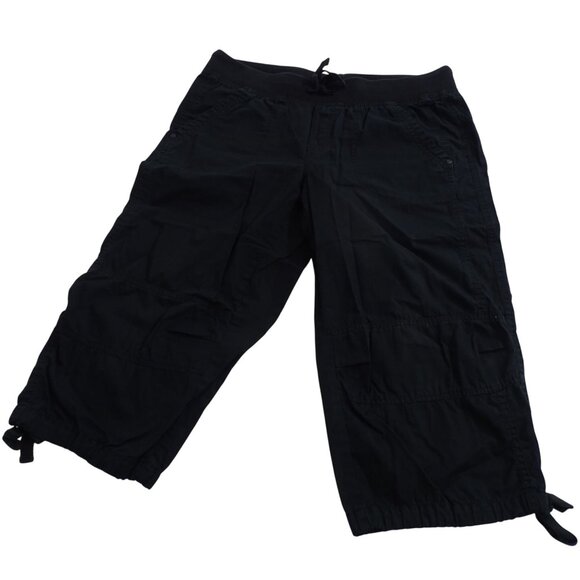Faded Glory Black Utility Capri Pants  Women Size 10 Organic Cotton Blend - Picture 1 of 12